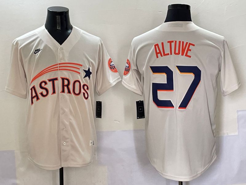 Men Houston Astros #27 Altuve Cream Five generations Joint Name 2025 Nike MLB Jersey style 1->houston astros->MLB Jersey